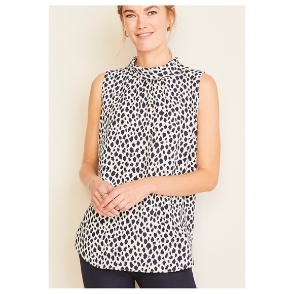 Ann Taylor NWT Cheetah Print Mockneck Shell Top Size MP - Picture 1 of 12